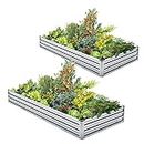 Veezyo Galvanized Raised Garden Bed Kit - Metal Raised Planter 2 Pack 6'x3'x1' for Flowers Plants, Vegetables Herb