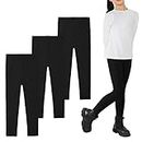 Auranso Toddler Girls Leggings Basic Full Length Cotton Tights Pants 12-14 Years Black