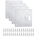 4 Pcs Hinge Repair Plate, Stainless Steel Hinges Repair Plates, Kitchen Cupboards Cabinets Doors Hinges Flat Fixing Joining Mending Plates Braces Brackets, with 32 Pcs Screws (4)