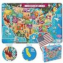 Kids Puzzle Toy Puzzles for Kids Ages 4-8 USA Map Floor Puzzle Raising Children Recognition &Promotes Hand-Eye Coordinatio (46Pcs)