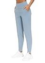 THE GYM PEOPLE Women's Joggers Pants Lightweight Athletic Leggings Tapered Lounge Pants for Workout, Yoga, Running, Denim Blue, Medium