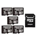 Gigastone 32GB MicroSDHC Speicherkarte 5er-Pack + SD Adapter, für Action-Kamera, GoPro, Drohne und Tablet, Lesegeschwindigkeit bis zu 90MB/s, Full HD-Videoaufnahme, Micro SD Karte UHS-I Klasse 10 U1