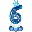 Shopperskart blue 32 inches numbers 6 shape large big foil helium balloons for party decorations in happy birthday anniversary office items materials set pack