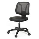 iCoudy Armless Office Chair Ergonomic Swivel Small Computer Desk Chairs No Armrests with Wheels Adjustable Height Black Task Chairs Without Arms for Small Spaces