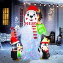 Lighted Bear Ornament Inflatable Polar Bear Toy with 2 Penguins New Year Gifts