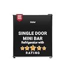 Haier 42L 5-Star Mini Bar Single Door Refrigerator (2024 Model, HRD-55KS, Black Steel)