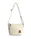 DailyObjects Slim Caddy Sling Crossbody Bag for Women, Girls | Durable Cotton Canvas with Slip Pocket | Stylish Ladies Shoulder Purse Wallet | Zippered Closure & Adjustable Strap - Ivory