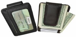 Black Men's Leather Slim Money Clip Front Pocket Wallet Thin Credit Card Holder