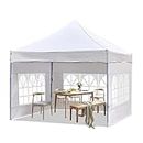 THESHELTERS - 10x10 ft Outdoor Tent Super Heavy Duty (32Kgs) Gazebo Canopy Tent: Instant Shelter, Waterproof Comfort with European Detachable Side Covers (White)