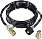 Dophee 12 FT Propane Tank Extension Hose, Universal Propane Extension Include Propane Tank Adapter and Gauge, Leak Detector for Gas Grill, Heater and All Other Propane Appliances