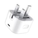Grehge 20W USB C Fast Charger Plug [Apple MFi Certification] Apple 20W USB-C Power Adapter, UK Type C Wall Charging Power Adapter for iPhone 15/14/13/12/11/Plus/Pro/Pro Max/XS/SE/iPad, AirPods