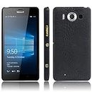 Telefono Caso per Microsoft Lumia 950 Custodia PU Coccodrillo Pelle Copertura Back Case Cover (Nero)