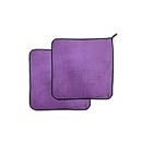 KLEANSHINE Soft Microfiber Cloth Thick Lint & Streak-Free Multipurpose Cloths - Microfibre Towels - 600 GSM (Size 40cm x 40cm) Color: Purple (Pack 2)