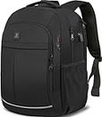 Backpack, Laptop Backpack, Carry on Backpack, Durable Large 17.3 Inch TSA Friendly Business Travel Laptop Backpack with USB Port, College School Bag for Men Women Teens Bookbag, Black