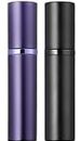 WHOHAO 2PCS Perfume Atomizer Bottle(5ML), Refillable Portable Mini Perfume Atomizer for Travel, Leakproof Pump Perfume Spray Bottle Atomizer for Man and Woman (Black+Purple)