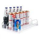 Drink Organizer for Fridge,Stabilize-Speed Damper Automatic Pusher Glide Soda Drink Can Dispenser Beverage Organizer for Refrigerator 14.96"D, Width Adjustable for 6-20oz