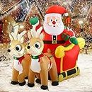 Joiedomi Christmas Inflatable Decoration 6 FT Santa Claus on Sleigh with Build-in LED Blow Up Self-Inflatable for Christmas, Party Indoor, Outdoor, Yard, Garden, Lawn Décor.