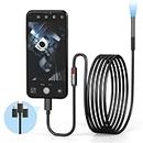 Endoscope Camera with Light,1080P HD Borescope with 6 LED Lights 9.8FT Semi-Rigid Snake Cabl,IP67 Waterproof Industrial Inspection Camera Compatible for Android,iPhone, iPad