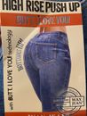 Pantalones de mezclilla para mujer Wax Jean Butt I Love You 20 azules ajustados elásticos con forma de lavado medio