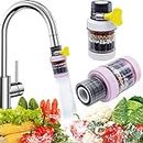 Faucet Tap Water Filter, Uooker 2 Pcs Activated Carbon Kitchen Tap Filter, Removes Chlorine Fluoride Heavy Metals Hard Water Softener Water Sink Faucet Filter for Home Kitchen Bathroom Shower Hose