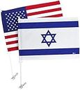 Israeli Car Flag American Flags Pack Bandera De Israel Para Carros Auto Small Gifts 12" x 18" Mount Bracket Clip Small Tapestry Outdoor Pole Accessories Vehicle Decorations For Cars Window Made In USA