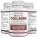 Simply Potent Multi Collagen Peptides Powder Pills, High Bioavailable Hydrolyzed Collagen Protein Supplement With 5 Collagen Types I, Ii, Iii, V, For Hair, Nail & Joint Support, 60 Count (Pack Of 1)