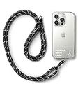 Ringke Holder Link Strap with Clear TPU Tag, Adjustable Crossbody Polyester Rope Lanyard Compatible with Universal Smartphone Case - Black & White