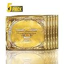 5 Pack 24K Gold Collagen Face Masks para Antienvejecimiento, Hidratante, Antiarrugas, Rejuvenecimiento de Tejidos Profundos e Hidrata la Piel