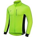 Przewalski Cycling Bike Jackets for Men Winter Thermal Running Jacket Windproof Breathable Reflective Softshell Windbreaker, Mens, Green, Chest 34''-36'' - Small