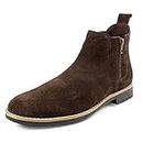 Bacca Bucci® Genuine Smooth Leather Suede Original Chelsea High Top Urban Fashion Brewster Slip On Boots For Men- Brown, Size UK6