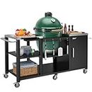GDLF Grill Table for Big Green Egg Style Grills, Heavy Duty Outdoor Grill Station Prep Table, Metal Green Egg Stand with Storage Compatible with Large Big Green Egg,Kamado Joe