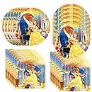 DoMiDoLa 40pcs Beauty and the Beast Party Supplies include 20 plates, 20 napkins for the Beauty and the Beast birthday party decoration