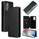 SHJ Mobile Phone Cases For LG Wing 5G Carbon Fiber Texture Magnetic Horizontal Flip TPU + PC + PU Leather Case with Card Slot Phone Accessories [Black]