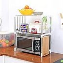 Shag Stainless Steel Space Saver Double Design Microwave Oven Stand (Multicolour, 49.5-85x30x60cm)