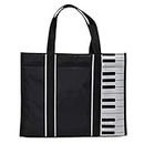 Piano Keys Music Tote Bag Bolso de Tela Oxford impermeable Hombro Shopping Tote Bag con hebilla de Broches magnéticos (Piano Keys-Black)