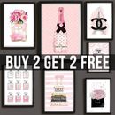 Fashion Beauty Wall Art Posters Pink Theme Bags Books Shoes Gallery Wall