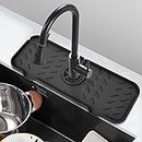 VENMATE Silicone Faucet Mat for Kitchen, Sink Splash Guard, Bathroom Faucet Water Catcher Mat, Sink Draining Pad Behind Faucet, Keep Drying Kitchen Accessories (Black (14.6 x 5.5))