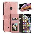 Case for Nokia Lumia 530, Magnetic PU Leather Wallet-Style Business Phone Case,Fashion Flip Case with Card Slot and Kickstand for Nokia Lumia 530 4 inches-Rosegold