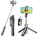 Gritin Selfie Stick, 4 in 1 Bluetooth Selfie Stick Tripod, Extendable and Portable Selfie Stick with Detachable Wireless Remote & Stable Tripod Stand, Compatible with iPhone/Galaxy etc.