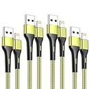iPhone Charger 4Pack 1.5/3/6/6FT, [Apple MFi Certified] Lightning Cable 6 Foot iPhone Charger Cord Fast Charging Cable for iPhone 13 12 Pro Max Mini 11 Pro XS XR X 10 8 7 Plus 6s 6 SE iPad-LightGreen