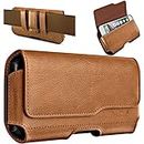 DeBin Large Holster for iPhone 15 Plus, 14 Pro Max, Galaxy S24 Ultra, Note 20 Ultra, S24 Plus, Google Pixel 7 Pro, Cell Phone Belt Holder Case with Belt Clip, Fits with Otterbox Commuter Case, Brown