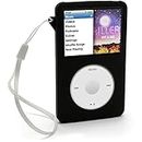 iGadgitz U0258 - Carcasa de Silicona Compatible con Apple iPod Classic de 80 GB, 120 GB y 160 GB, Incluye Protector de Pantalla y cordón para Llaves, Color Negro
