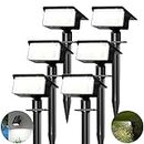 Solar Spot Lights Outdoor Garden, [6 Packs/75 LED] Solar Lights Outdoor with 4 Modes, Waterproof, Auto On/Off, 2-in-1 6500K Solar Landscape Spotlight for Pathway Driveway Yard Porch (Cool White)