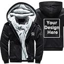 ALRRGPB Custom Hoodies for Men Personalized Jacket Design Your Own made Sweatshirt Fleece Full Zip Winter Baseball Coat Black