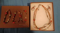 Silpada set collana in scatola, x3 braccialetti, orecchini argento, mop, perla corallo +