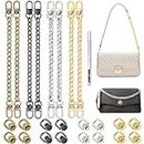 INKNOTE 8pcs Purse Chain Strap, Purse Chain Strap Short, DIY Flat Chain Strap Extender Metal with 16pcs D Ring Rivets Purse Hardware for DIY Handbag Shoulder Cross Body Replacement Metal Buckles 20cm