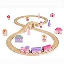Bigjigs Rail Fairy Figure Of Eight Train Set - 35 Piece Pink Wooden Railway, Toy Trains & Accessories, Princess Toys For Kids, Compatible With Most Other Rail Brands, 3 Years Old +