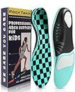 ROCKTAKIN Kids Arch Support Shoe Insoles, Plantar Fasciitis Orthotics Inserts Strong Support for Children's High Arch, Flatfoot Pain Relief, Posture Improve