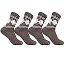 QUEERY Men's Woolen Thick Towel Multicolored Formal Socks (Pack of 3 Pairs) (BROWN)