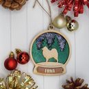 Personalised Snow Globe Dog Christmas Bauble Tree Decoration Wood Xmas Ornament